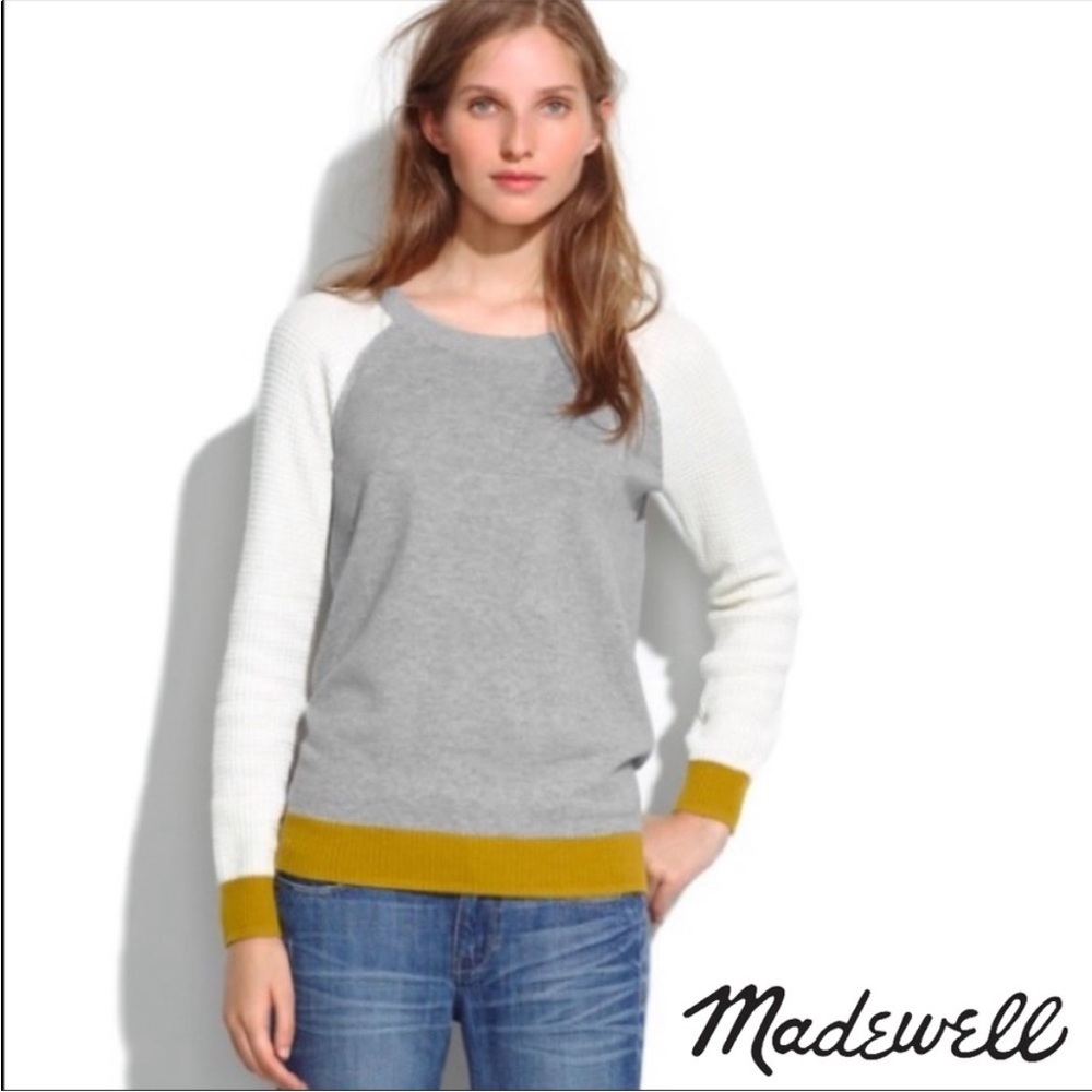 Madewell Colorblock Waffle Knit Wool Blend Sweater Size S